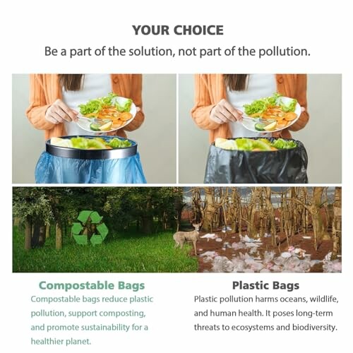 Comparison of compostable bags vs plastic bags effects on environment.