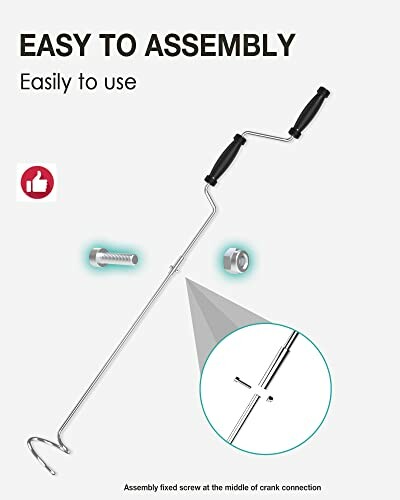 Illustration showing an easy to assemble tool with handles and screws.