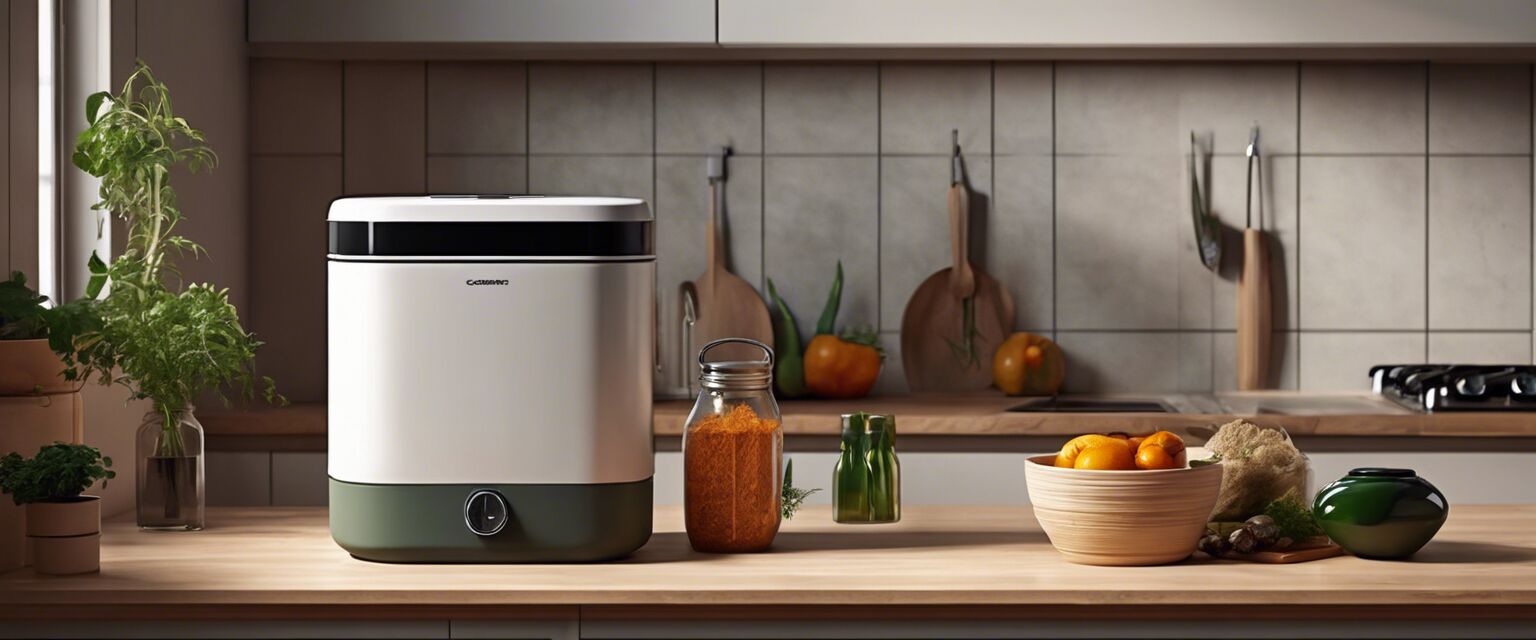 Indoor compost bin in a kitchen