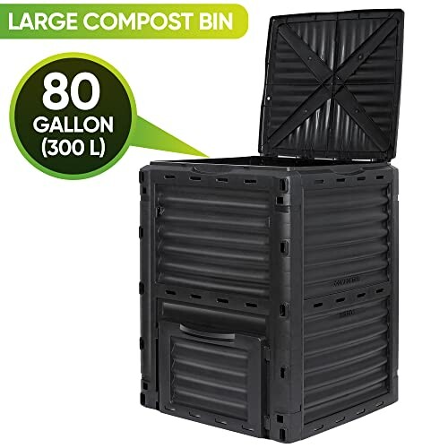 Large 80-gallon compost bin with open lid.