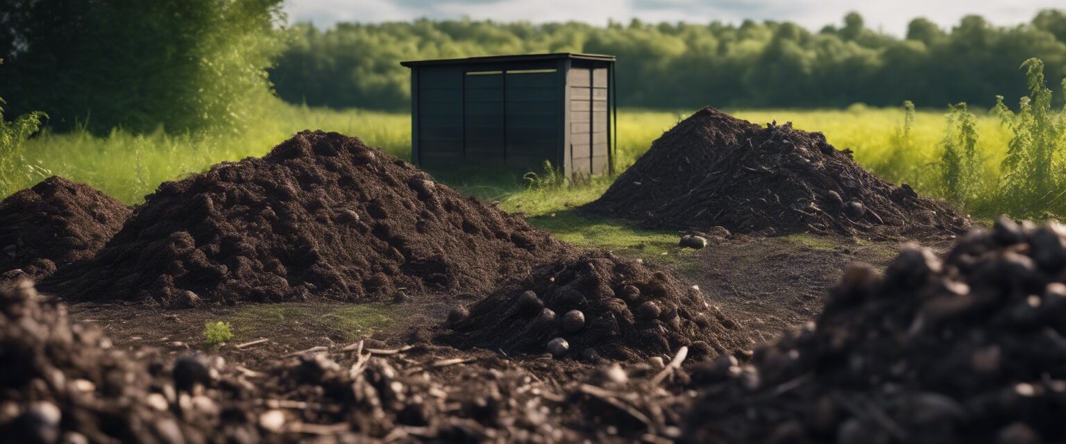 Natural landscape with compost piles